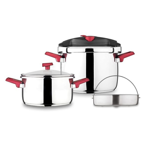 زودپز دوقلو هلیوس+بخارپز و درب پیرکس